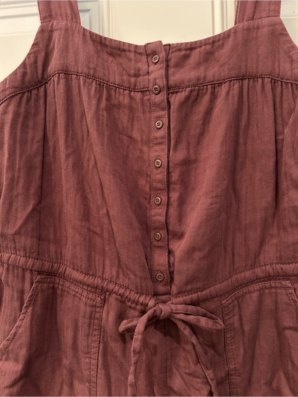 Womens Linen-Blend Sleeveless Jumpsuit in Rust - Picture 2 of 3